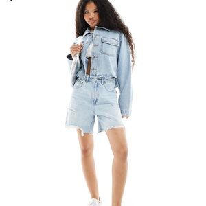 Stradivarius Sky Blue Jean Shorts